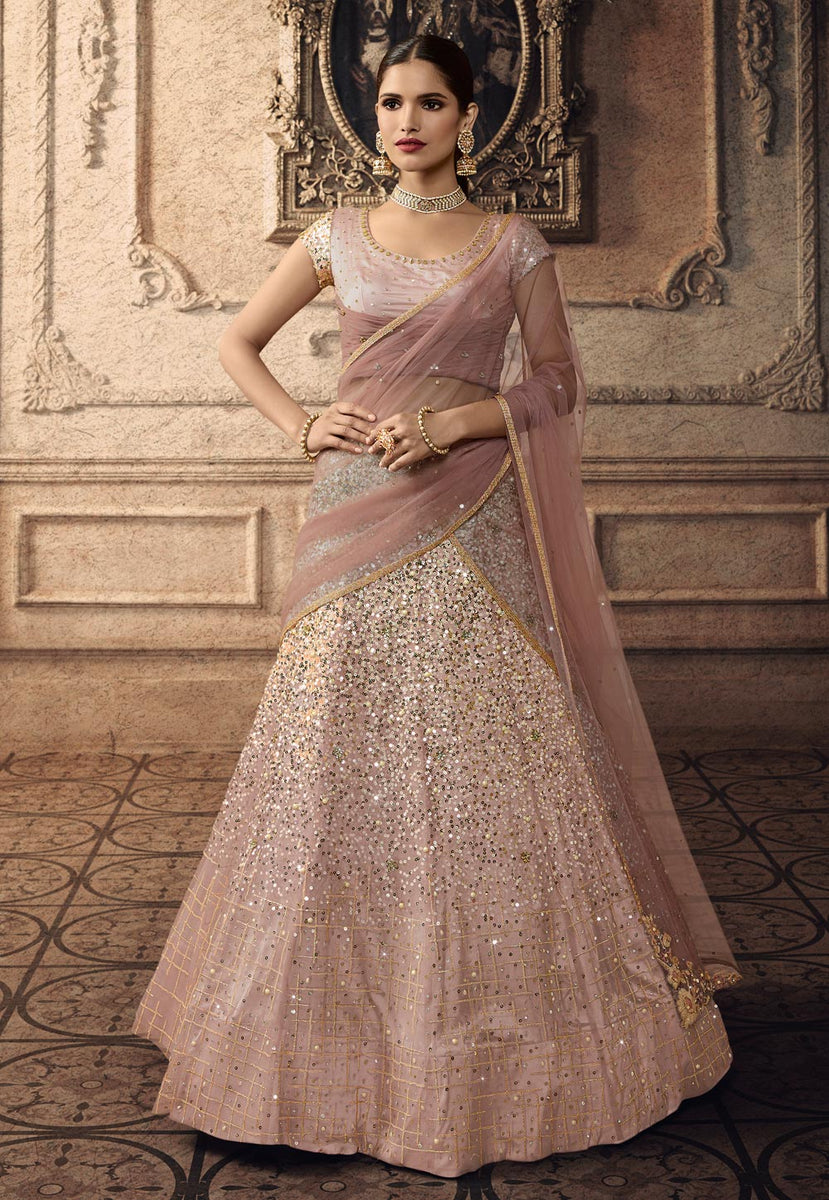 Buy Teen Girls Pink Art Silk Embroidered Kali Style Lehenga Set Wedding  Wear Online at Best Price