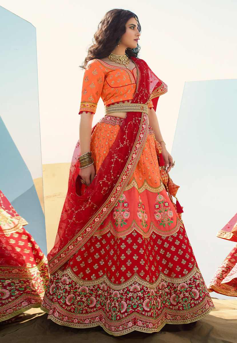 Red Embroidered Bridal Lehenga Choli Latest 2998LG17