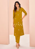 Mustard Yellow Handwork Kurta And Pant Suit