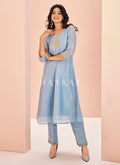 Sky Blue Handwork Kurta And Pant Suit