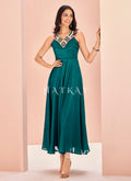 Turquoise Handwork Fancy Gown