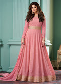 Pink Embroidered Anarkali Dress For Wedding