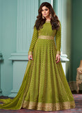 Green Embroidered Anarkali Dress For Wedding