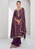 Purple Floral Embroidery Festival Palazzo Suit