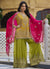 Yellow And Green Traditional Embroidery Sharara Style Suit