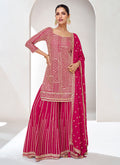 Magenta Pink Sequence Embroidery Sharara Style Suit