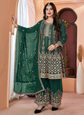 Green Golden Sequence Embroidery Traditional Palazzo Suit