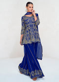 
Royal Blue Embroidery Designer Peplum Style Palazzo Suit
