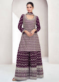 Deep Purple Reshamkari Embroidery Palazzo Suit