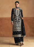 Black Resham Thread Embroidery Palazzo Style Suit