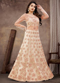 Beige Multi Embroidery Wedding Anarkali Lehenga