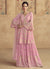 Soft Pink Traditional Embroidery Peplum Style Sharara Suit