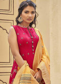 Crimson Mirror Work Embroidery Silk Anarkali Suit In USA