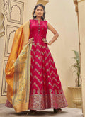 Crimson Mirror Work Embroidery Silk Anarkali Suit In USA Singapore