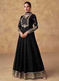 Black Multi Embroidery Designer Anarkali Suit