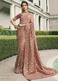 Mauve Multi Embroidery Tissue Silk Saree