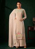 Pale Peach Multi Embroidery Traditional Palazzo Suit