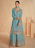 Sky Blue Multi Embroidery Festive Palazzo Suit