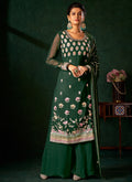 Dark Green Multi Embroidery Traditional Palazzo Suit