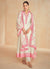 Off White And Pink Embroidery Slit Style Silk Anarkali Suit