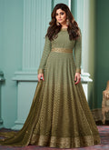 Green Ombre Embroidered Bollywood Style Dress