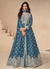 Royal Blue Embroidered Slit Style Anarkali Lehenga