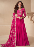 Magenta Pink Traditional Embroidery Anarkali Gown Dress