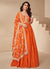 Tangerine Orange Traditional Embroidery Anarkali Gown Dress