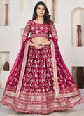 Magenta Sequence Embroidery Jacquard Lehenga Choli