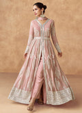 Light Pink Embroidered Slit Style Anarkali Suit