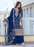 Blue Multi Thread Embroidery Palazzo Style Suit