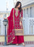 Magenta Multi Thread Embroidery Palazzo Style Suit