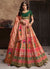 Peach And Green Traditional Embroidered Bridal Lehenga Choli