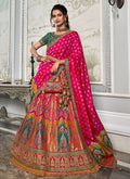 Pink And Green Embroidered Bridal Lehenga Choli