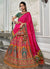 Pink And Green Embroidered Bridal Lehenga Choli