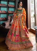 Orange And Green Embroidered Bridal Lehenga Choli