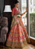 Peach And Crimson Embroidered Bridal Lehenga Choli