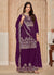 Plum Purple Multi Embroidered Anarkali Gharara Suit