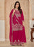 Magenta Pink Multi Embroidered Anarkali Gharara Suit