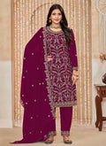 Magenta Embroidered Salwar Kameez Suit