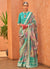 Sea Green Multicoloured Brocade Weaved Handloom Silk Saree