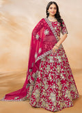 Magenta Golden Embroidery Wedding Lehenga Choli