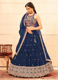 Blue Handwork Georgette Lehenga Choli In USA UK