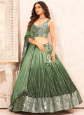 Green Handwork Embroidery Georgette Lehenga Choli