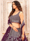 Wine Handwork Net Lehenga Choli In USA UK