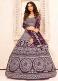 Wine Handwork Net Lehenga Choli In USA Canada