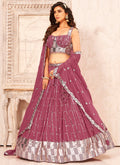 Rose Pink Handwork Embroidery Georgette Lehenga Choli