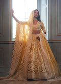 Yellow Cording Embroidery Wedding Lehenga Choli And Dupatta