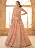 Peach Ombré Thread Embroidery Lehenga Choli With Dupatta