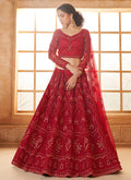 Cherry Red Embroidered Lehenga Choli